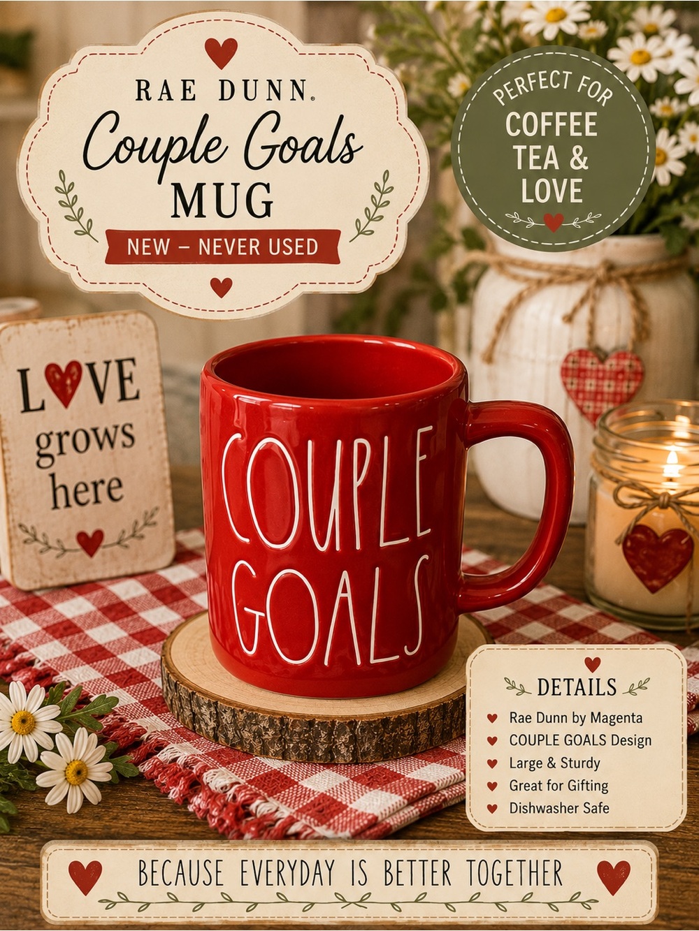 Rae Dunn Red 'Couple Goals' Ceramic Mug